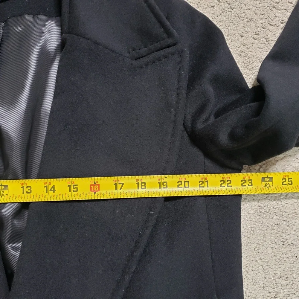 Ralph Lauren Black Wool Cashmere Wrap Belted Open Long Trench Coat Sz 14 - Picture 9 of 14